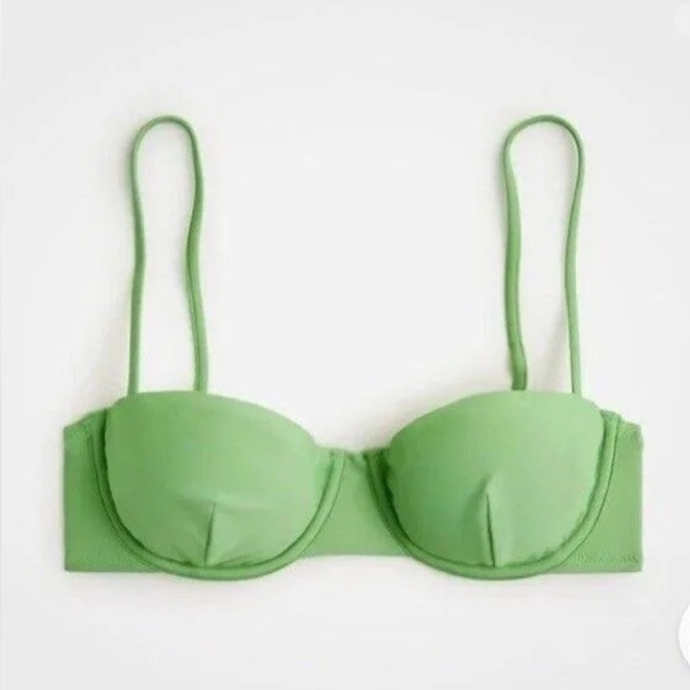 J. Crew Balconette underwire bikini top, green, size 34C, NWT